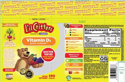 Photo of the L'il Critters Vitamin D3 label