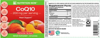 Photo of the Nutrition Now CoQ10 200 mg label