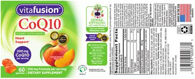 Photo of the vitafusion CoQ10 Natural Peach Flavor label