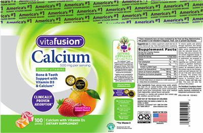 Photo of the vitafusion Calcium 500 mg label