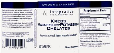 Photo of the Integrative Therapeutics Krebs Magnesium-Potassium Chelates label