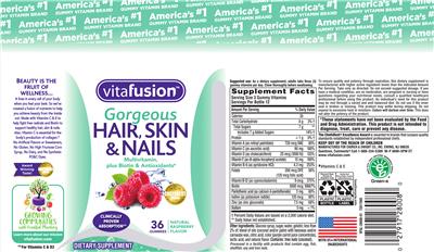 Photo of the vitafusion Gorgeous Hair, Skin & Nails Natural Raspberry Flavor label
