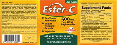 Photo of the American Health Ester-C 500 mg label