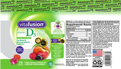 Photo of the vitafusion Vitamin D3 50 mcg 2000 IU label