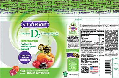 Photo of the vitafusion Vitamin D3 50 mcg 2000 IU label