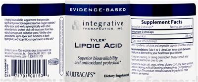 Photo of the Integrative Therapeutics Lipoic Acid label