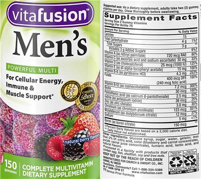 Photo of the vitafusion Men's Powerful Multi Natural Berry Flavor label