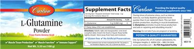 Photo of the Carlson L-Glutamine Powder label