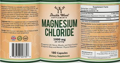 Photo of the Double Wood Supplements Magnesium Chloride 1000 mg label