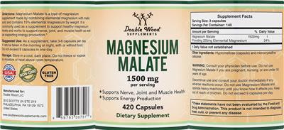 Photo of the Double Wood Supplements Magnesium Malate 1500 mg label