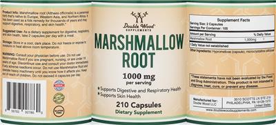 Photo of the Double Wood Supplements Marshmallow Root 1000 mg label