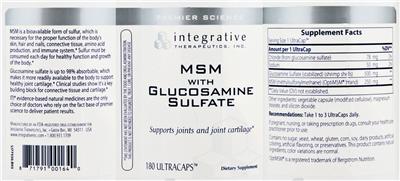 Photo of the Integrative Therapeutics MSM With Glucosamine Sulfate label