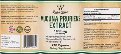 Photo of the Double Wood Supplements Mucuna Pruriens Extract 1000 mg label