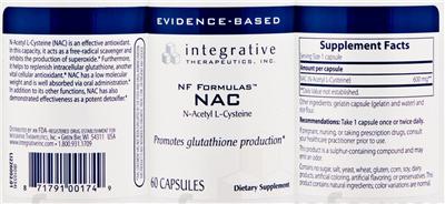 Photo of the Integrative Therapeutics NAC label
