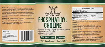Photo of the Double Wood Supplements Phosphatidyl Choline 1200 mg label
