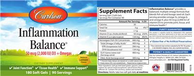Photo of the Carlson Inflammation Balance Natural Lemon Flavor label