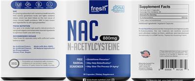 Photo of the Fresh Nutrition NAC 880 mg label