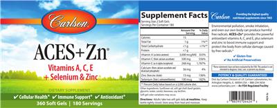 Photo of the Carlson ACES+Zn label
