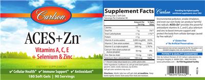 Photo of the Carlson ACES+Zn label