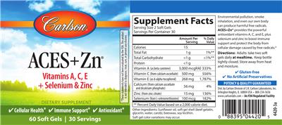 Photo of the Carlson ACES+Zn label