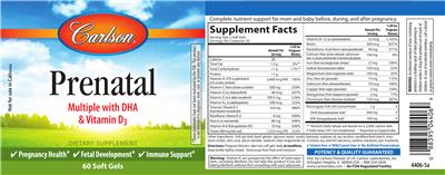 Photo of the Carlson Prenatal label