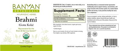 Photo of the Banyan Botanicals Brahmi label