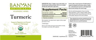 Photo of the Banyan Botanicals Turmeric label