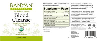 Photo of the Banyan Botanicals Blood Cleanse label
