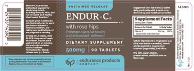 Photo of the Endurance Products Company Endur-C 500 mg label