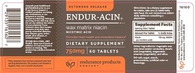 Photo of the Endurance Products Company ENDUR-ACIN 750 mg label