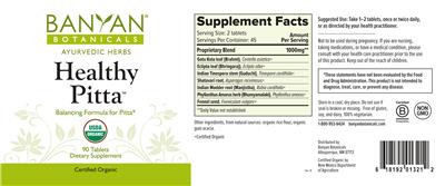 Photo of the Banyan Botanicals Healthy Pitta label