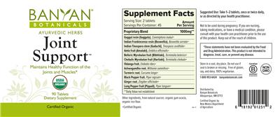 Photo of the Banyan Botanicals Joint Support label