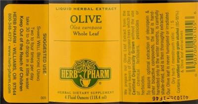 Photo of the Herb Pharm Olive label