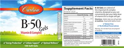 Photo of the Carlson B-50 Gels label