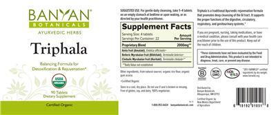 Photo of the Banyan Botanicals Triphala label