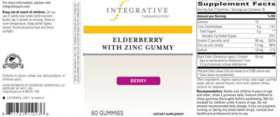 Photo of the Integrative Therapeutics Elderberry with Zinc Gummy Berry label
