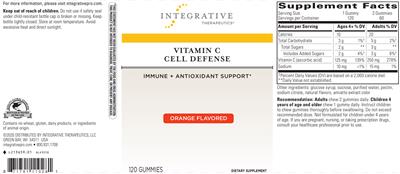 Photo of the Integrative Therapeutics Vitamin C Cell Defense Orange Flavored label