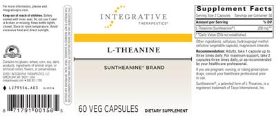 Photo of the Integrative Therapeutics L-Theanine label