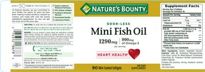 Photo of the Nature's Bounty Mini Fish Oil 1290 mg label