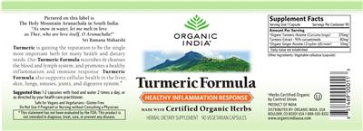 Photo of the Organic India Turmeric Formula label
