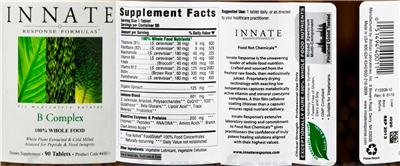 Photo of the Innate Response Formulas B Complex label