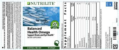 Photo of the Nutrilite Balanced Health Omega label