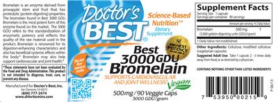 Photo of the Doctor's Best Best 3000 GDU Bromelain label