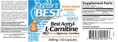 Photo of the Doctor's Best Best Acetyl-L-Carnitine label