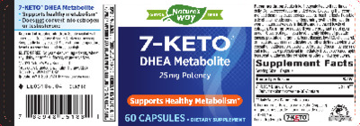 Photo of the Nature's Way 7-Keto DHEA Metabolite 25 mg Potency label