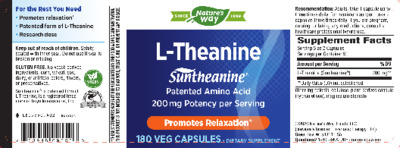Photo of the Nature's Way L-Theanine 200 mg label