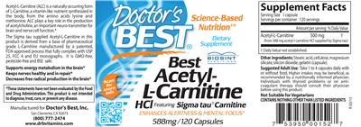 Photo of the Doctor's Best Best Acetyl-L-Carnitine label