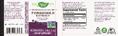 Photo of the Nature's Way Forskohlii Extract label
