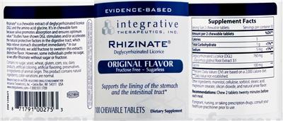 Photo of the Integrative Therapeutics Rhizinate Original Flavor Sugarless label