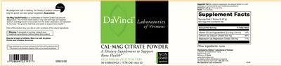 Photo of the DaVinci Laboratories of Vermont Cal-Mag Citrate Powder label